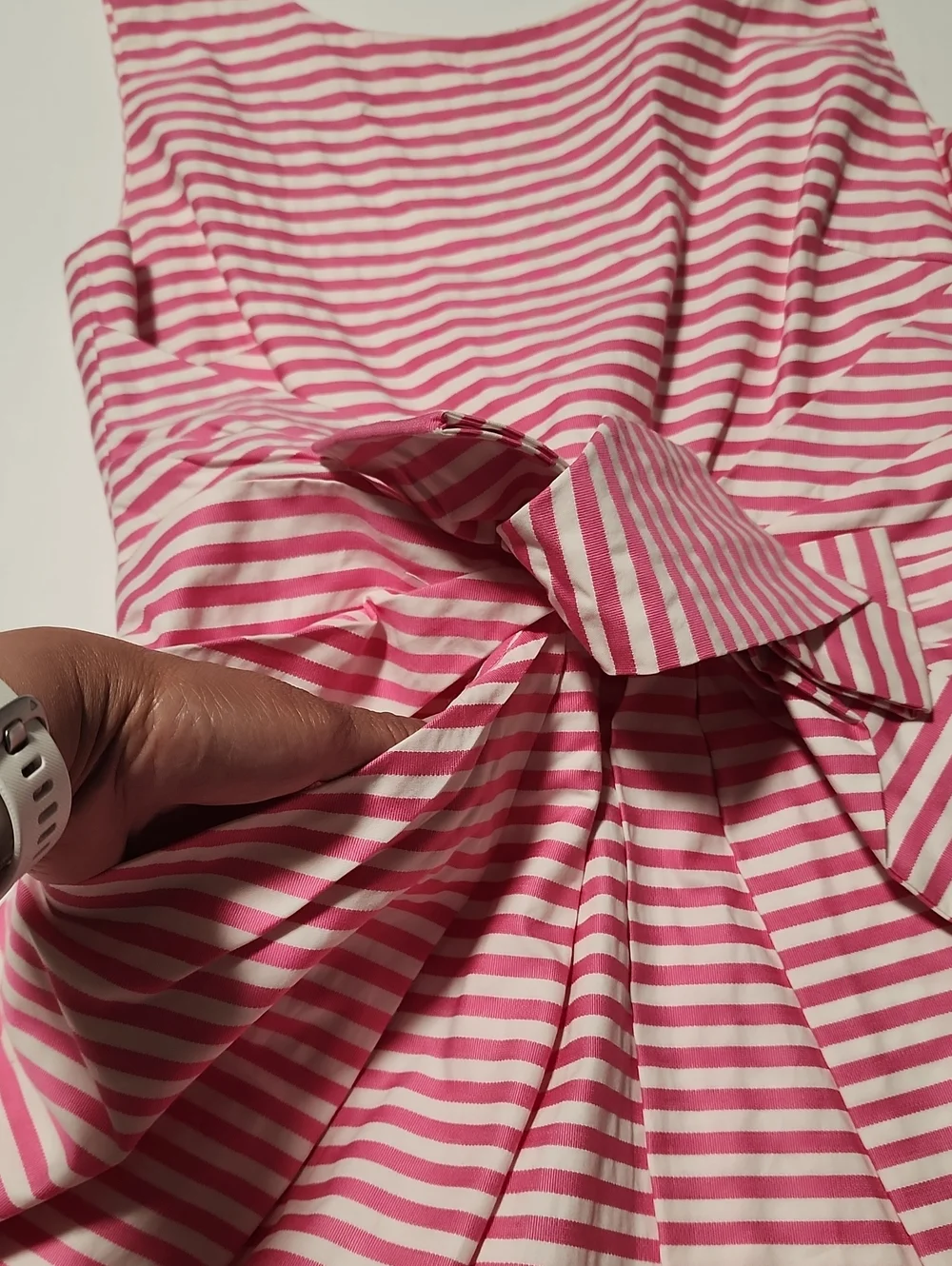 Kate Spade Jillian Candy Pink and White Striped Bow-Front Dress